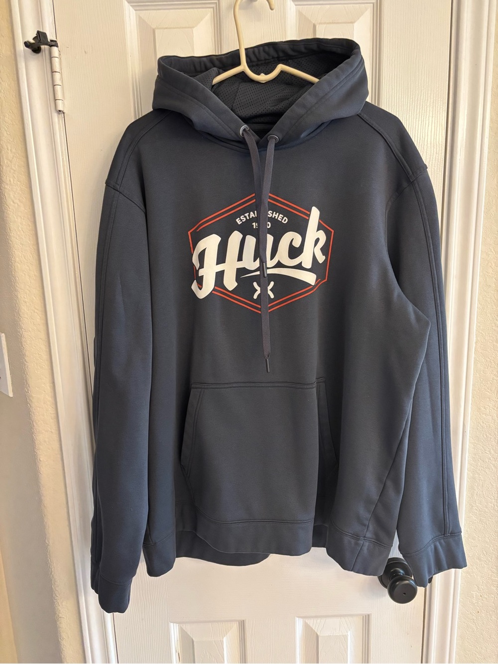 Huck Outdoors Hoodie Mens 2XL Gray Performance Fleece Lined Pullover Never Worn